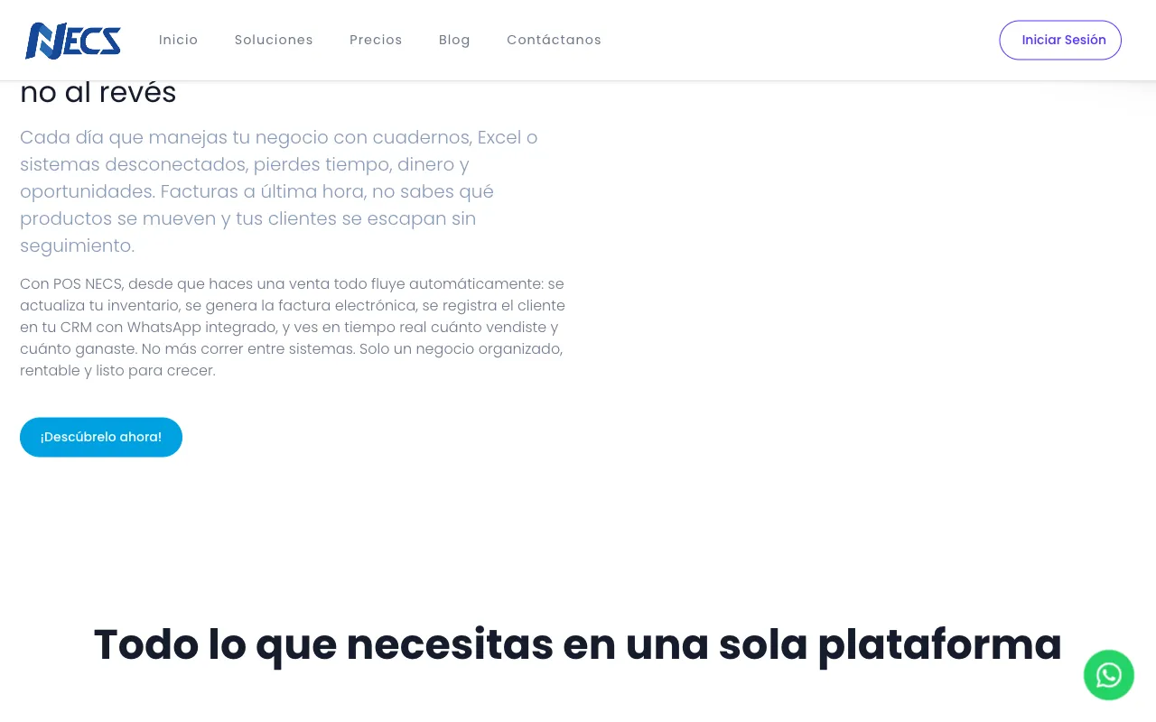 Funcionalidades del sistema POS NECS: inventario, facturación, reportes y control de stock
