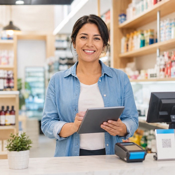 Comerciante revisando sus comprobantes electrónicos desde una tablet